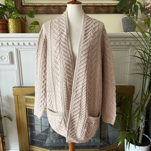 NWT Aran Crafts Merino Wool Open Front Cardigan
